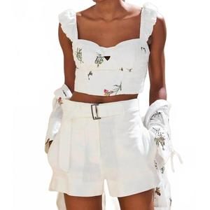 NEW SKUNK stitched shorts and belt in white